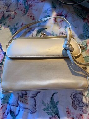 Partners Cream Structured Crossbody Bag with Top Handle